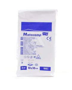 Kompresy z gazy 17 nitkowej Matocomp niejałowe 8 warstwowe 10x10cm 100szt.